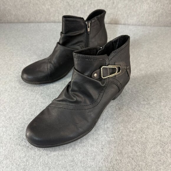 Earth Origins Womens Size 9 M Black Booties Boots Low Heeled Maggie Side Zip - Picture 12 of 16